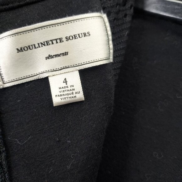 Moulinette Soeurs Larkin Dress 4 Sleeveless Black Lace Navy Sequin Anthropologie - Picture 9 of 15